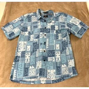 Quiksilver Waterman comfort Fit Collection Shirt Mens L Blue Short Sleeve EUC